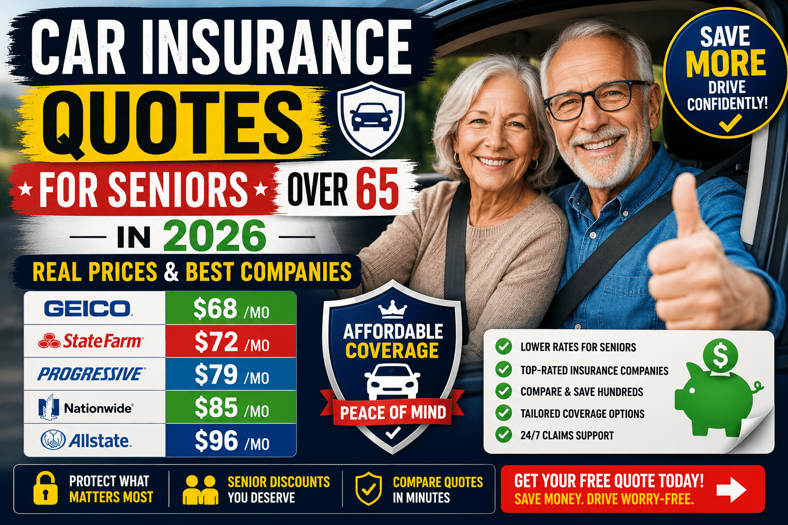 Car Insurance Quotes for Seniors Over 65 in 2026 – Real Prices & Best Companies