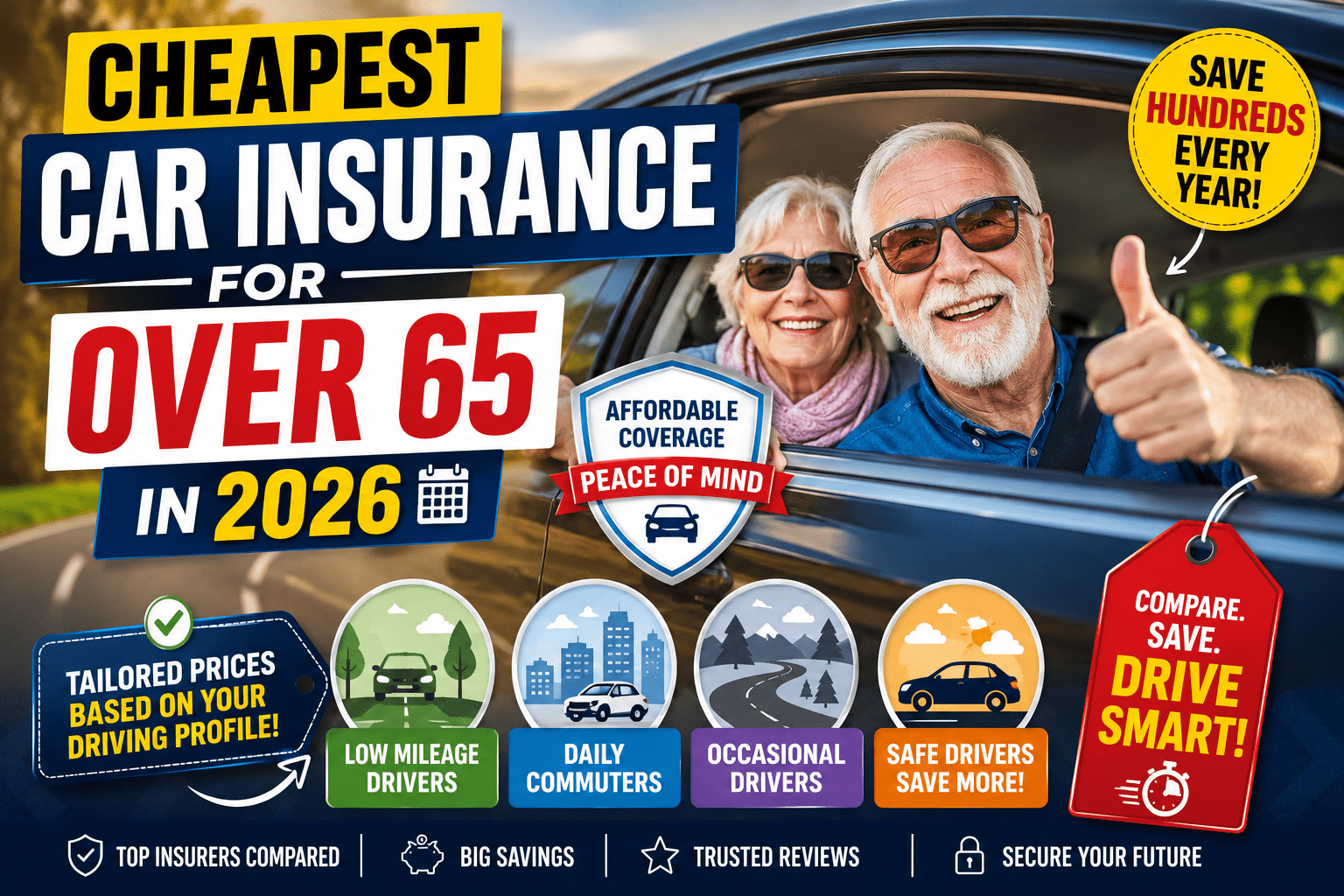Cheapest Car Insurance for Over 65 in 2026 by Driving Profile