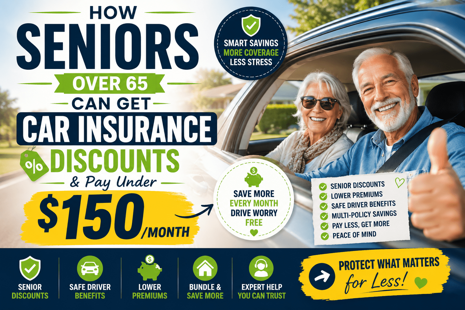 How Seniors Over 65 Can Get Car Insurance Discounts & Pay Under $150month