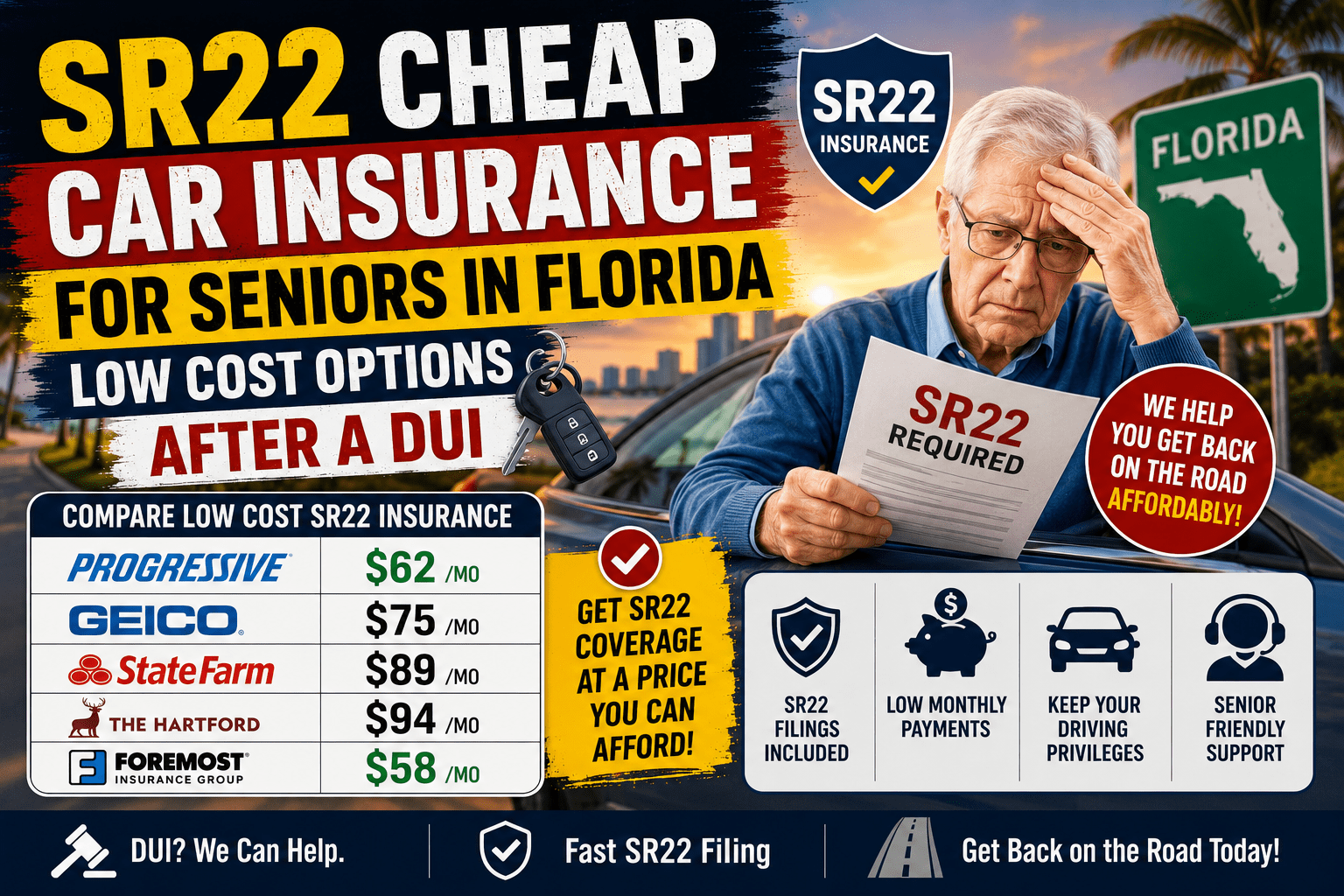SR22 Cheap Car Insurance for Seniors in Florida – Low Cost Options After a DUI