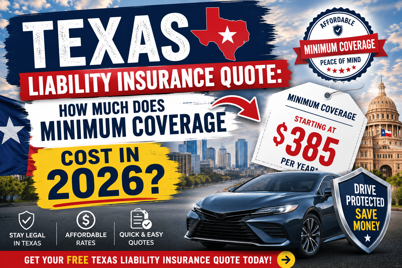 Texas Liability Insurance Quote How Much Does Minimum Coverage Cost in 2026